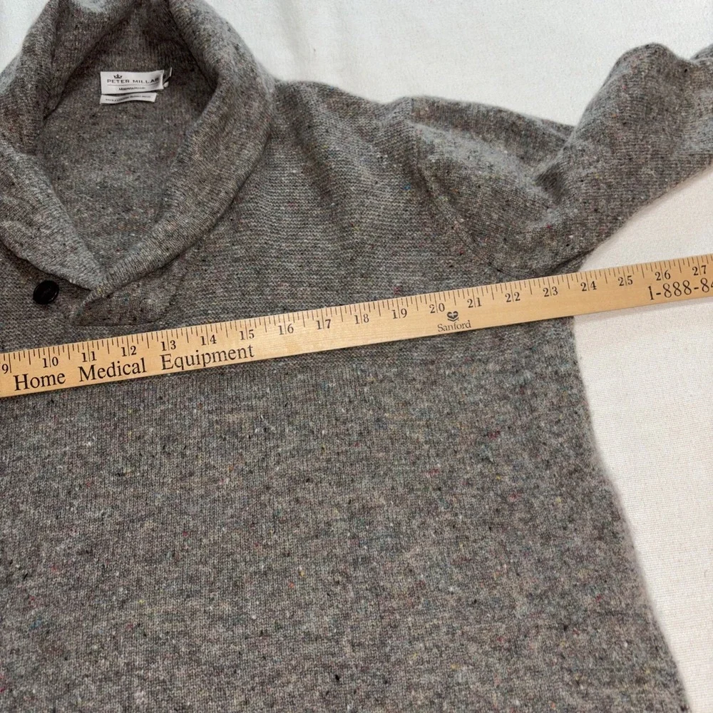 Peter Millar Sweater Mountainside Shawl Collar Merino Wool Gray Beige‎ Marble XL